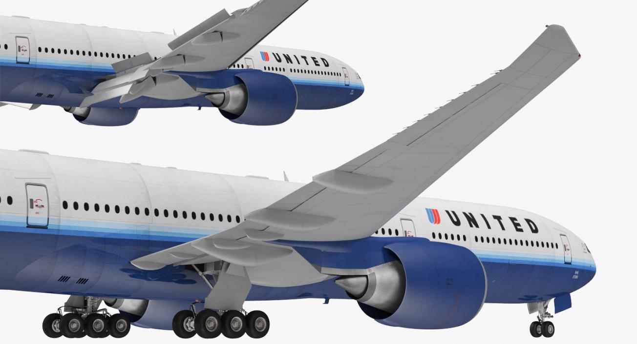 3D Boeing 777-8x United Airlines Rigged