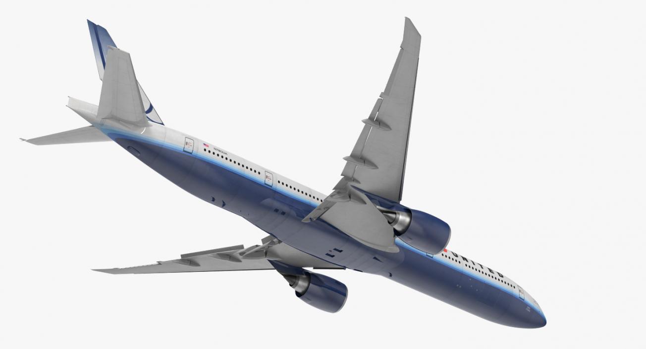 3D Boeing 777-8x United Airlines Rigged