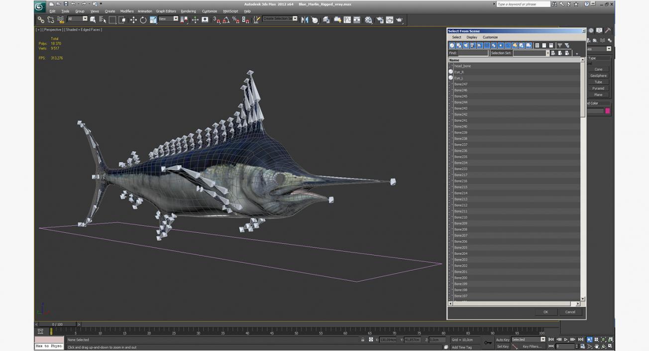 3D Blue Marlin Rigged model