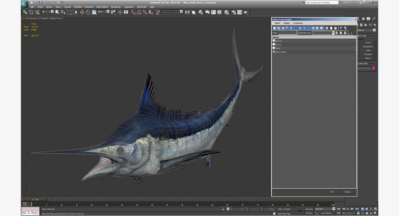 3D Blue Marlin Pose 2 model