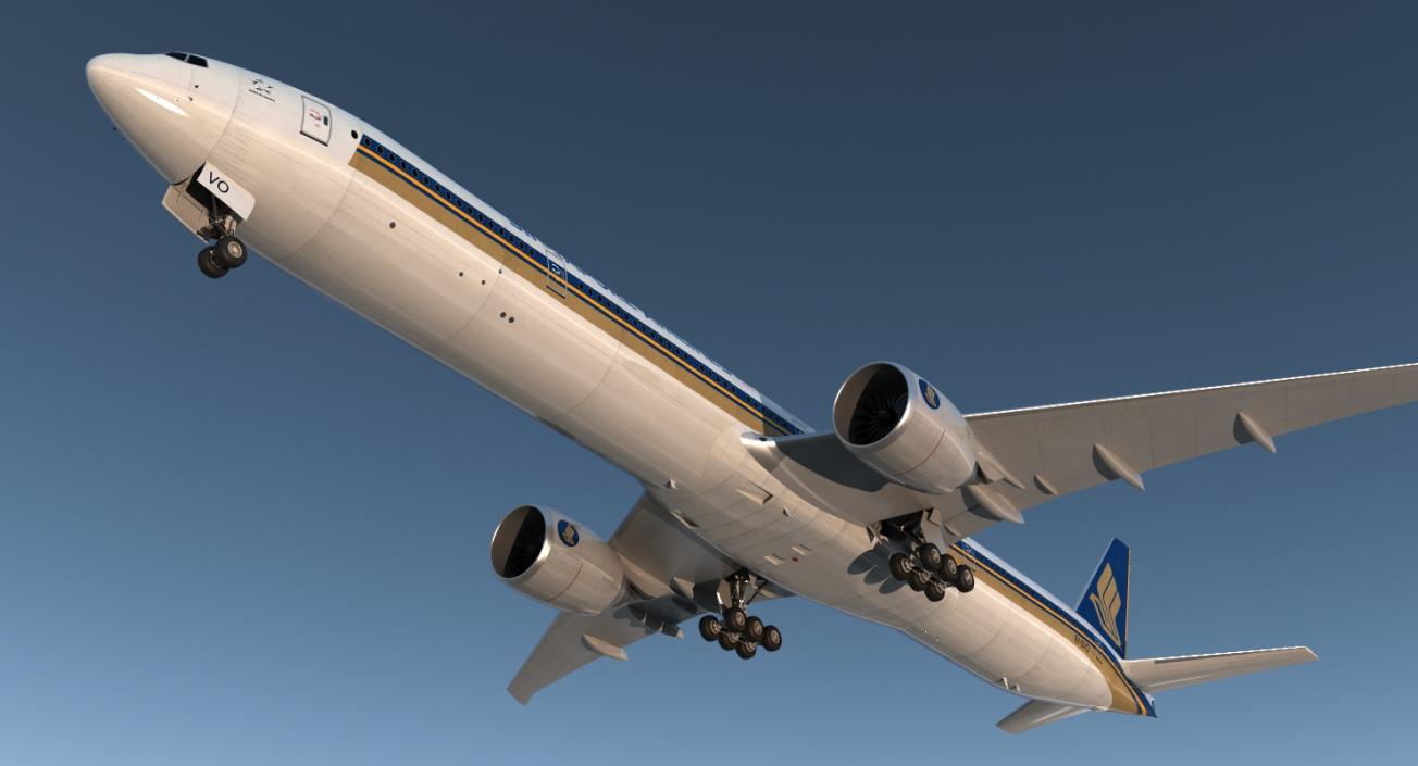 Boeing 777-9x Singapore Airlines Rigged 3D model