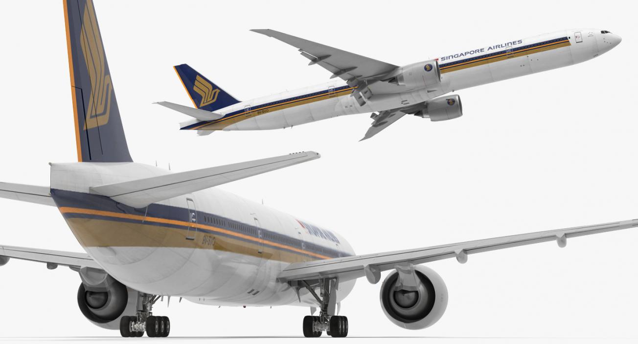 Boeing 777-9x Singapore Airlines Rigged 3D model