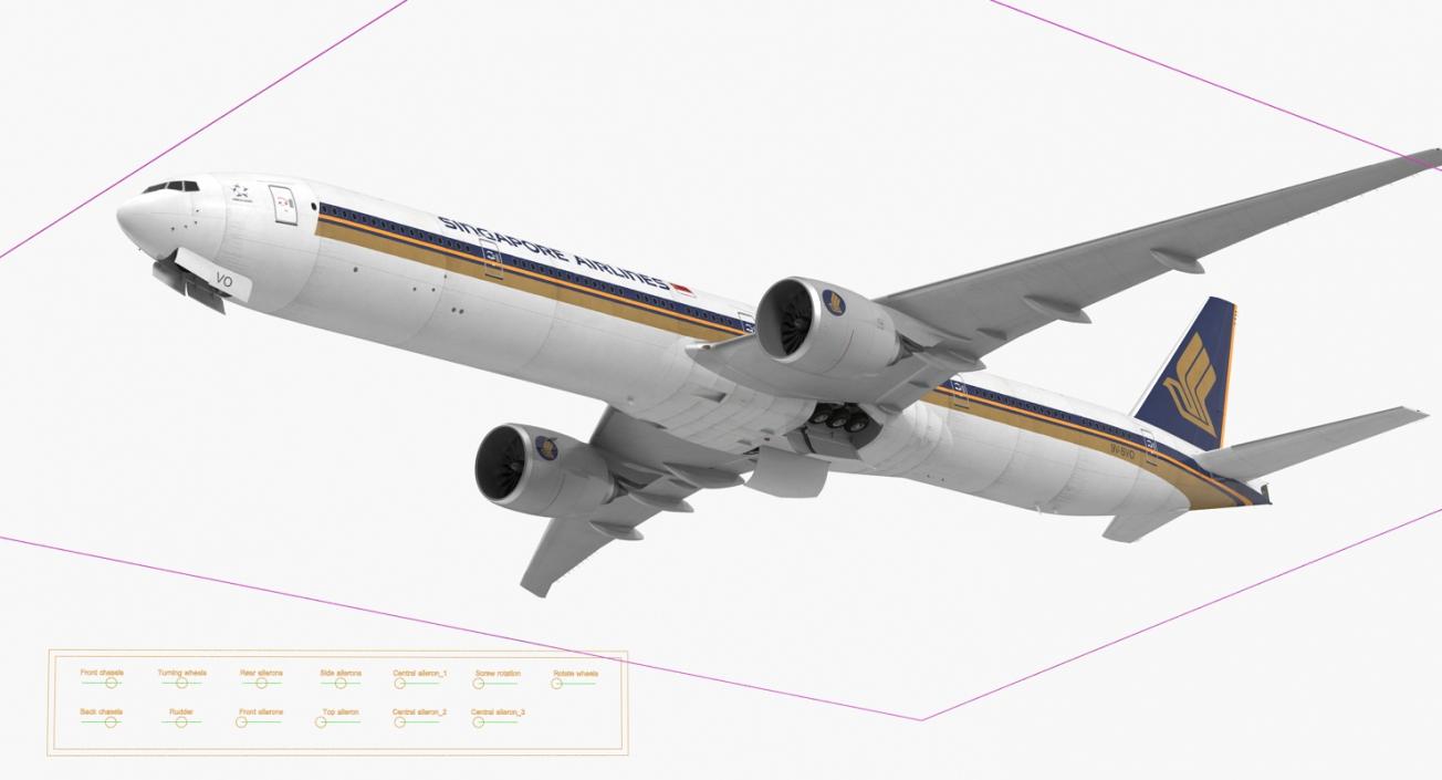 Boeing 777-9x Singapore Airlines Rigged 3D model