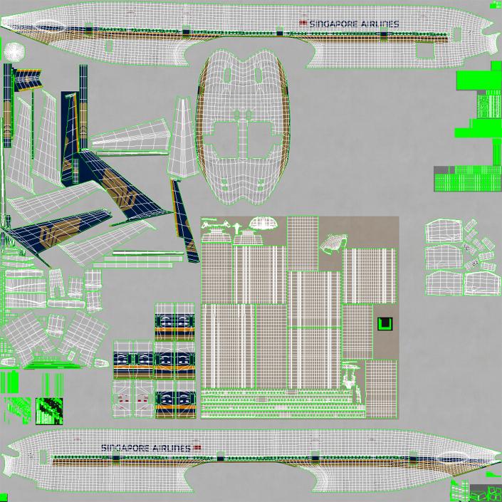 Boeing 777-9x Singapore Airlines Rigged 3D model