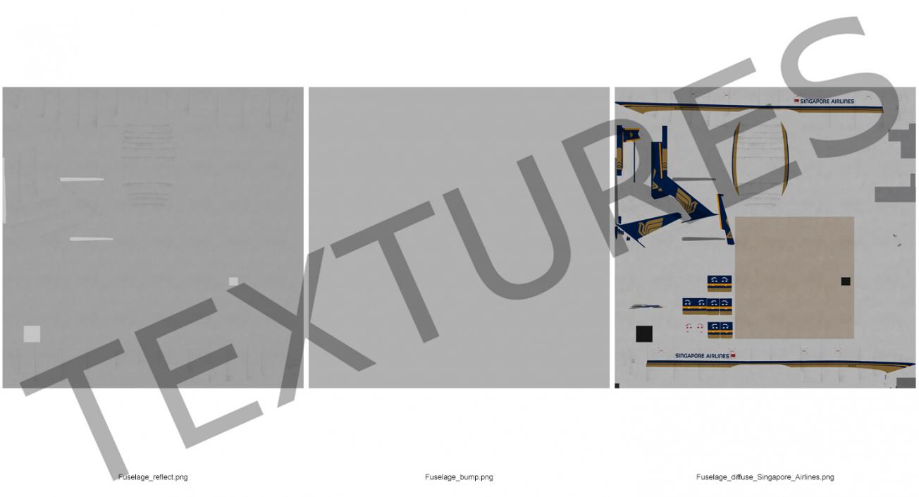 Boeing 777-9x Singapore Airlines Rigged 3D model