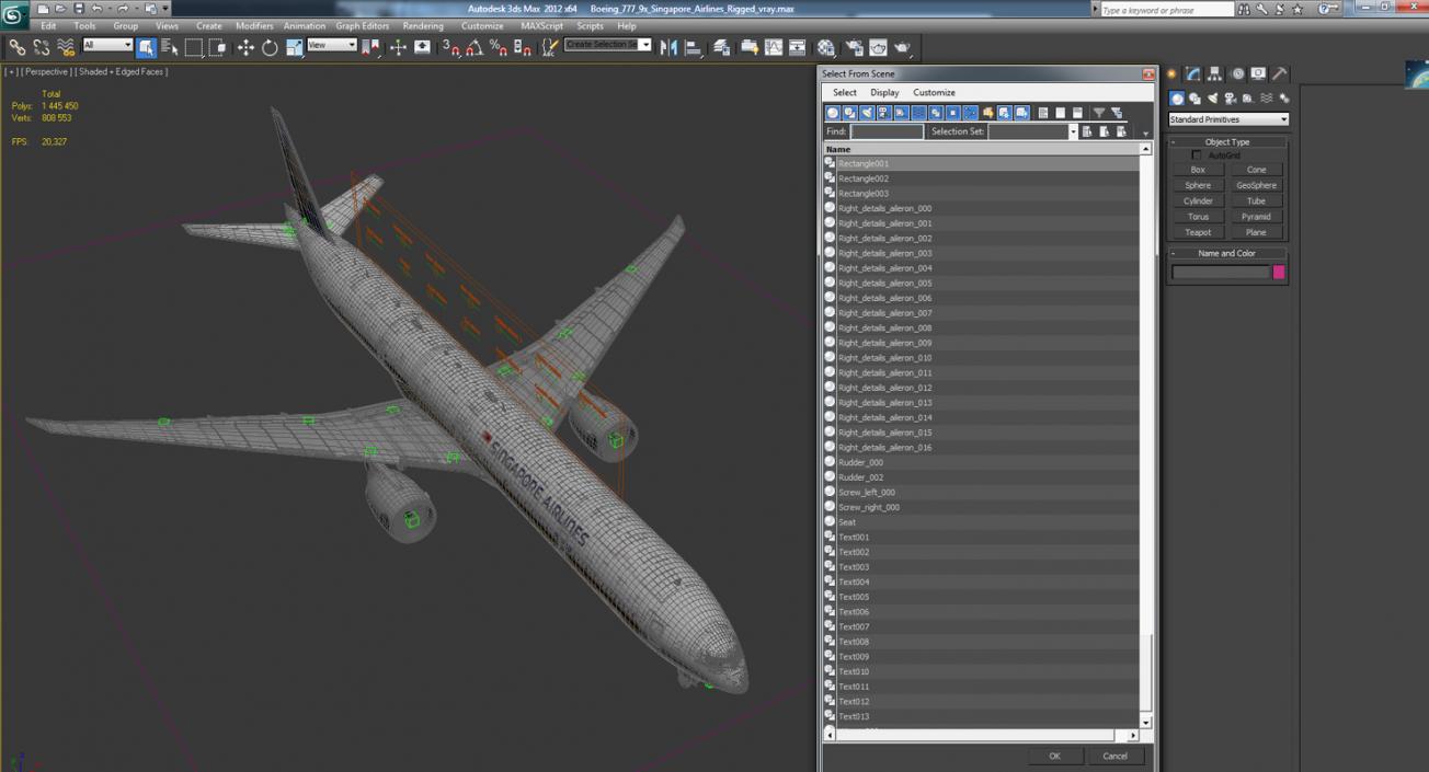 Boeing 777-9x Singapore Airlines Rigged 3D model