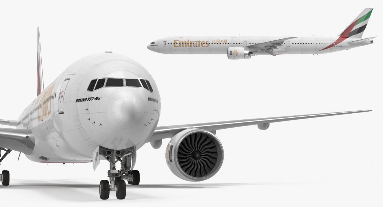 3D Boeing 777-9x Emirates Airlines Rigged model