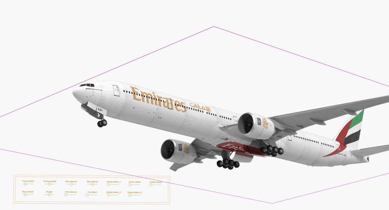 3D Boeing 777-9x Emirates Airlines Rigged model