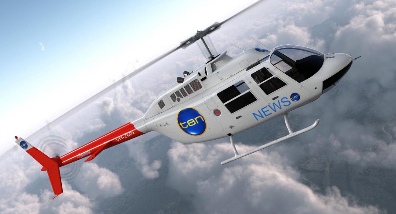 Bell 206B JetRanger III Ten News Rigged 3D model