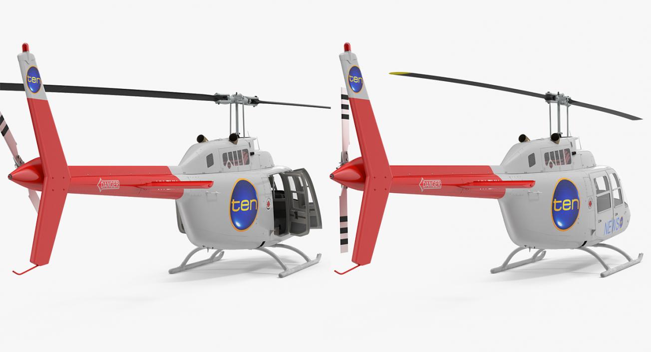 Bell 206B JetRanger III Ten News Rigged 3D model