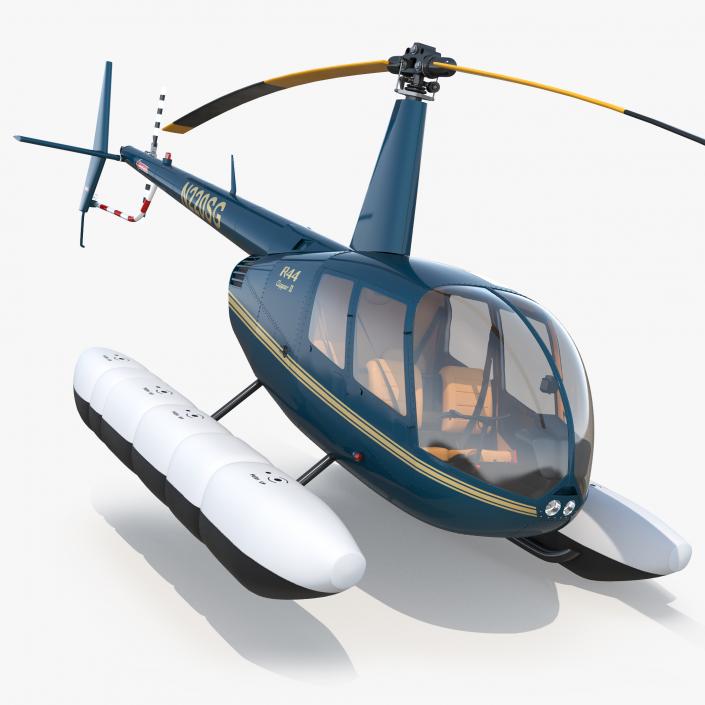 3D model Helicopter Robinson R44 With Floats