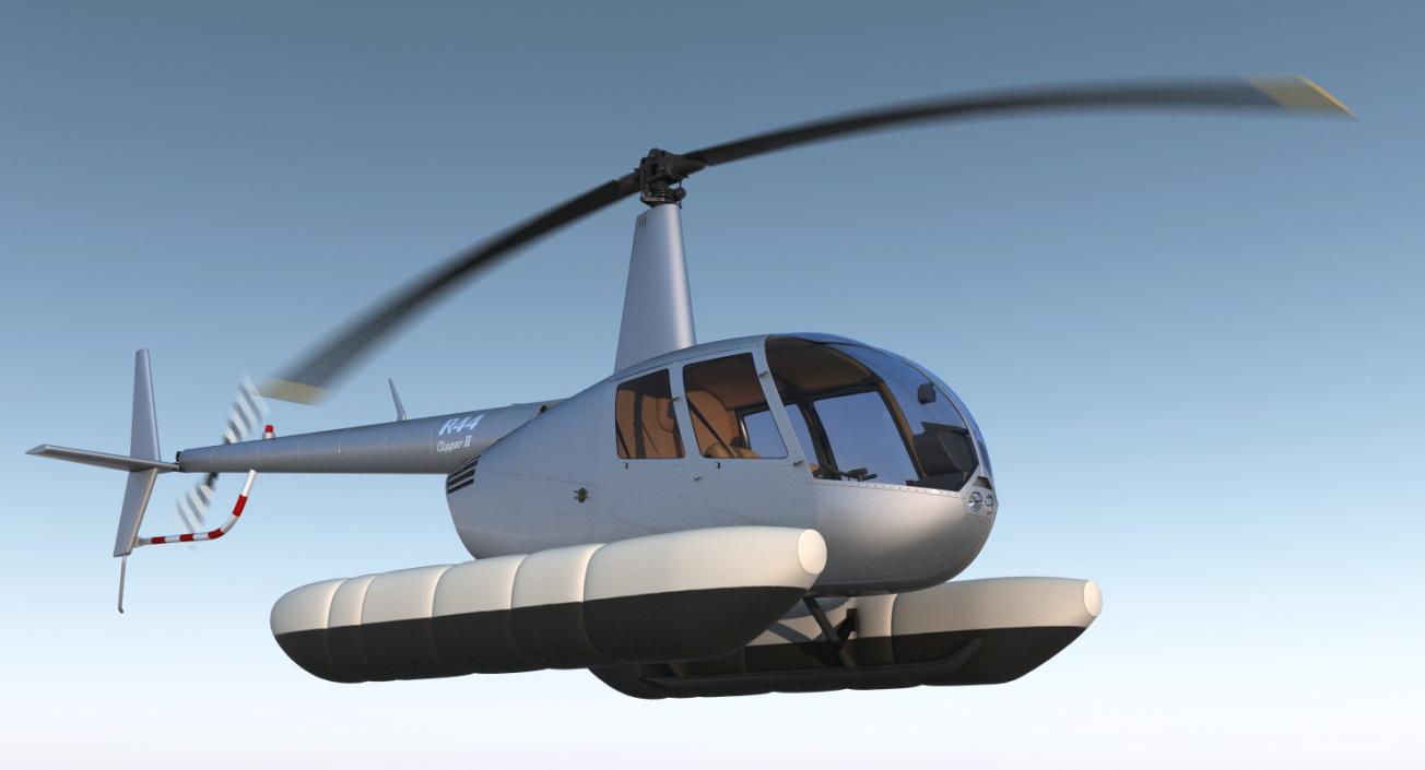 Helicopter Robinson R44 With Floats 3 3D