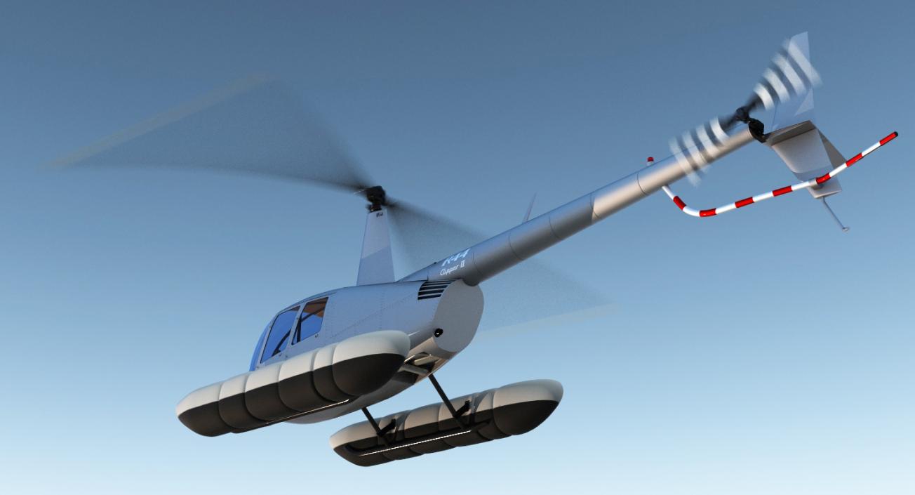 Helicopter Robinson R44 With Floats 3 3D