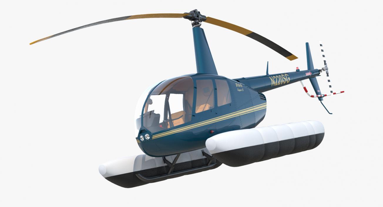 3D model Helicopter Robinson R44 With Floats