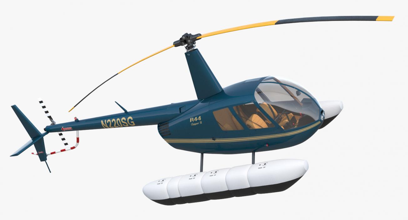 3D model Helicopter Robinson R44 With Floats