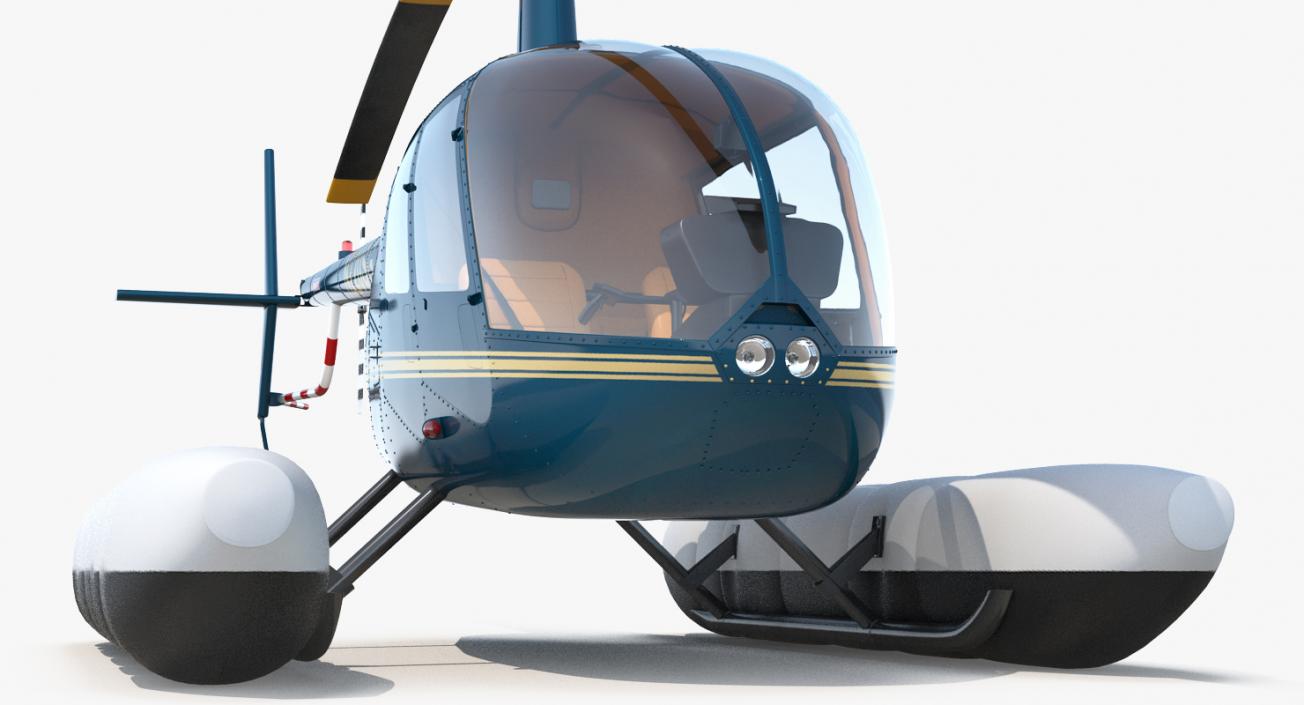 3D model Helicopter Robinson R44 With Floats