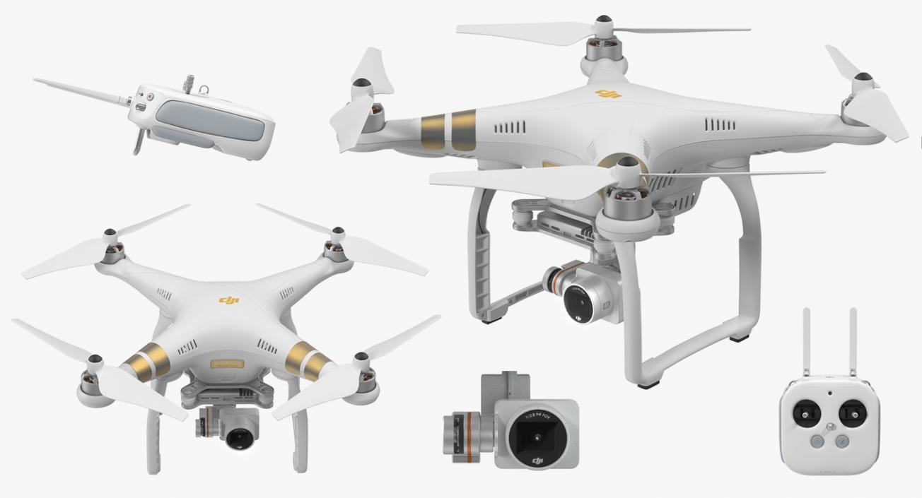 3D DJI Phantom 3 Professional Quadcopter Set