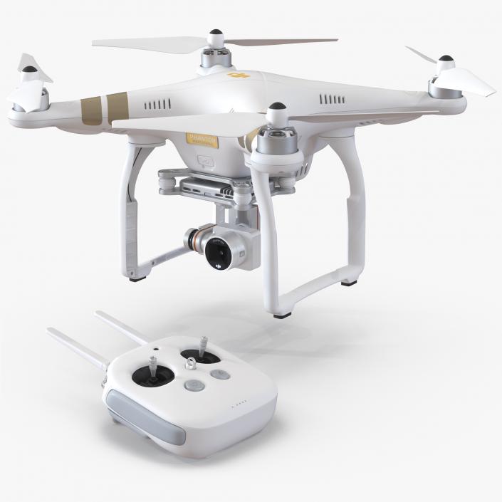 DJI Phantom 3 Professional Quadcopter Rigged 3D model