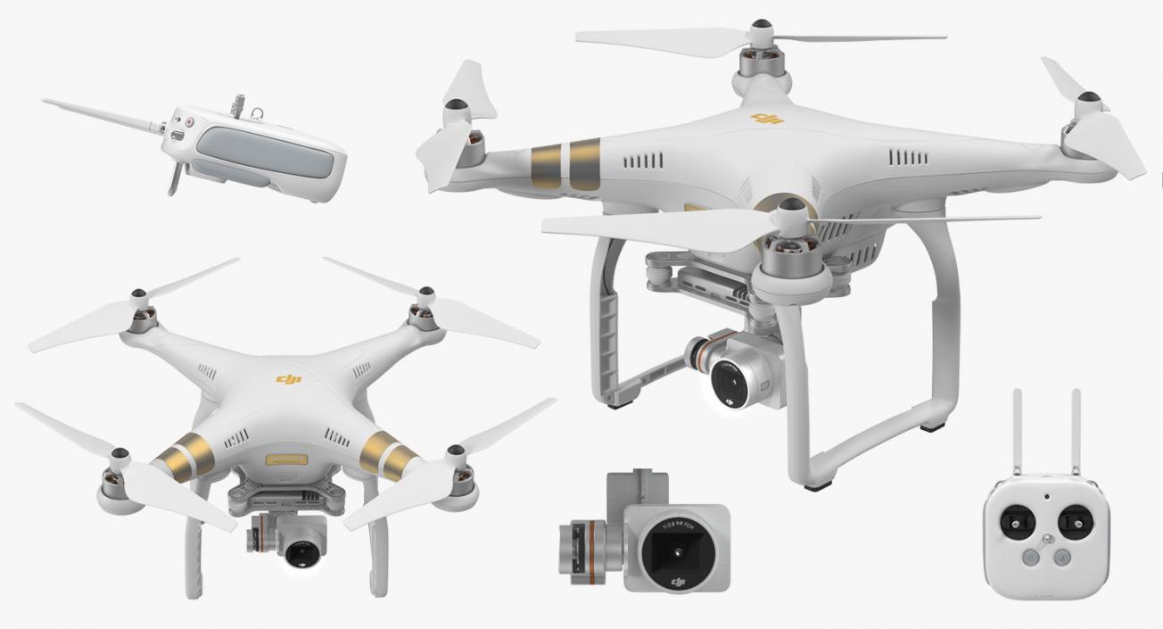 DJI Phantom 3 Professional Quadcopter Rigged 3D model