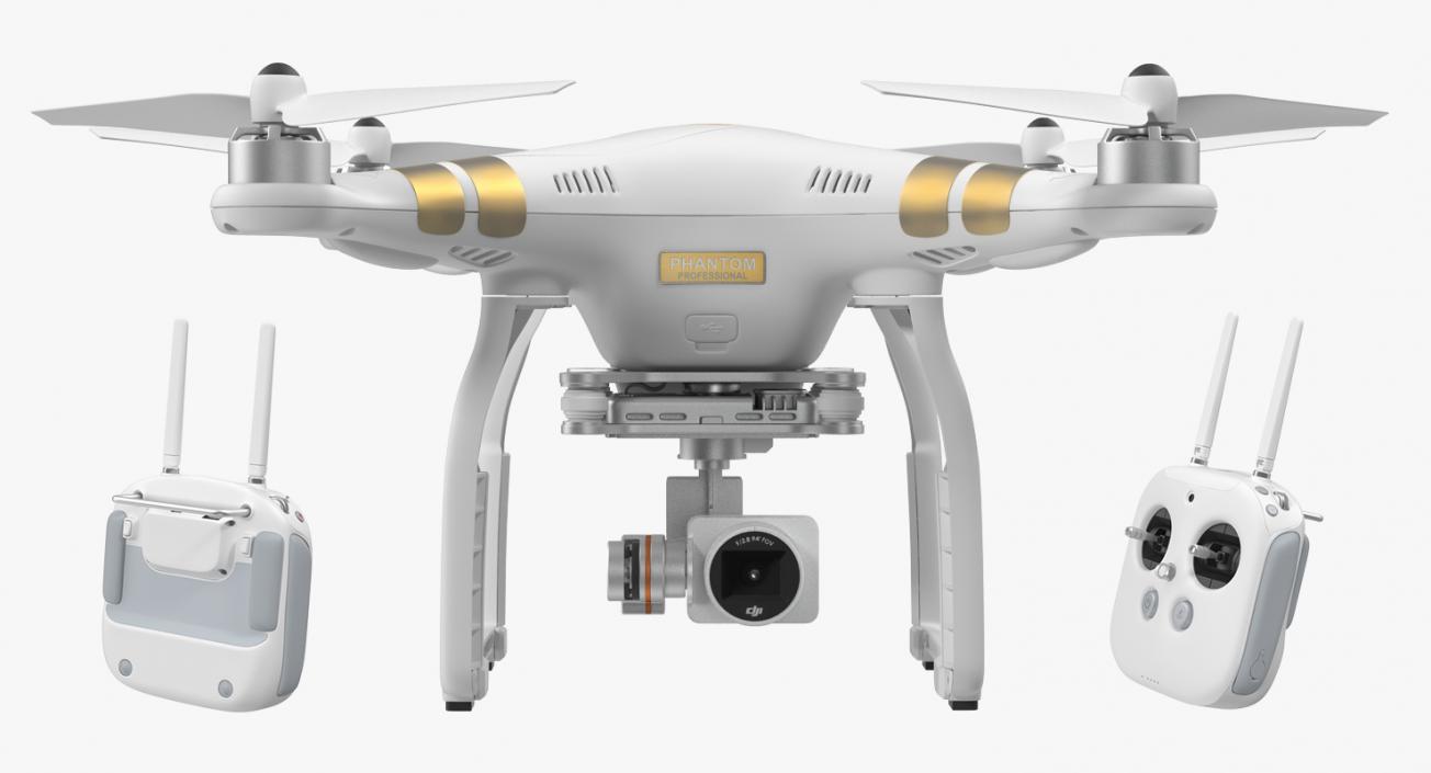 DJI Phantom 3 Professional Quadcopter Rigged 3D model