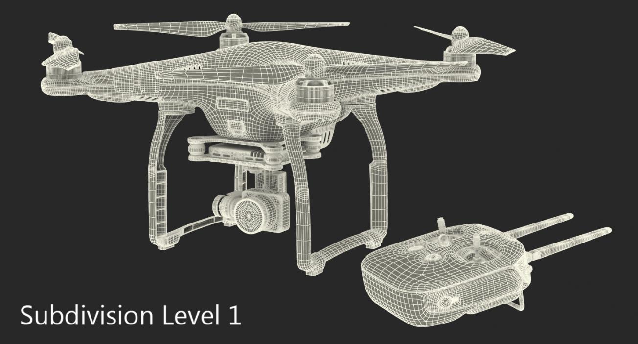 DJI Phantom 3 Professional Quadcopter Rigged 3D model