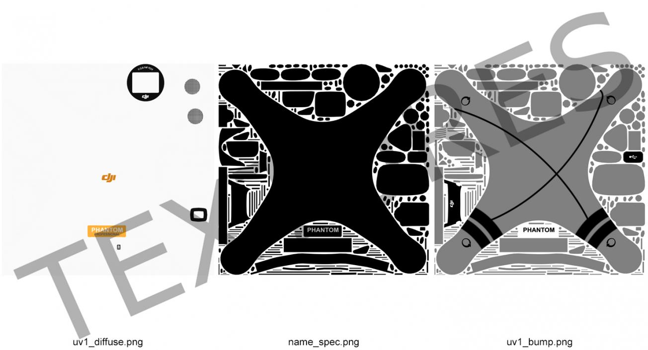 3D DJI Phantom 3 Professional Quadcopter Rigged 2