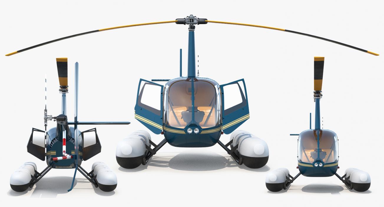 Helicopter Robinson R44 With Floats Rigged 3D