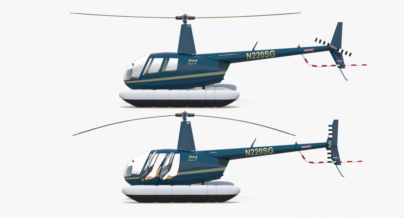 Helicopter Robinson R44 With Floats Rigged 3D