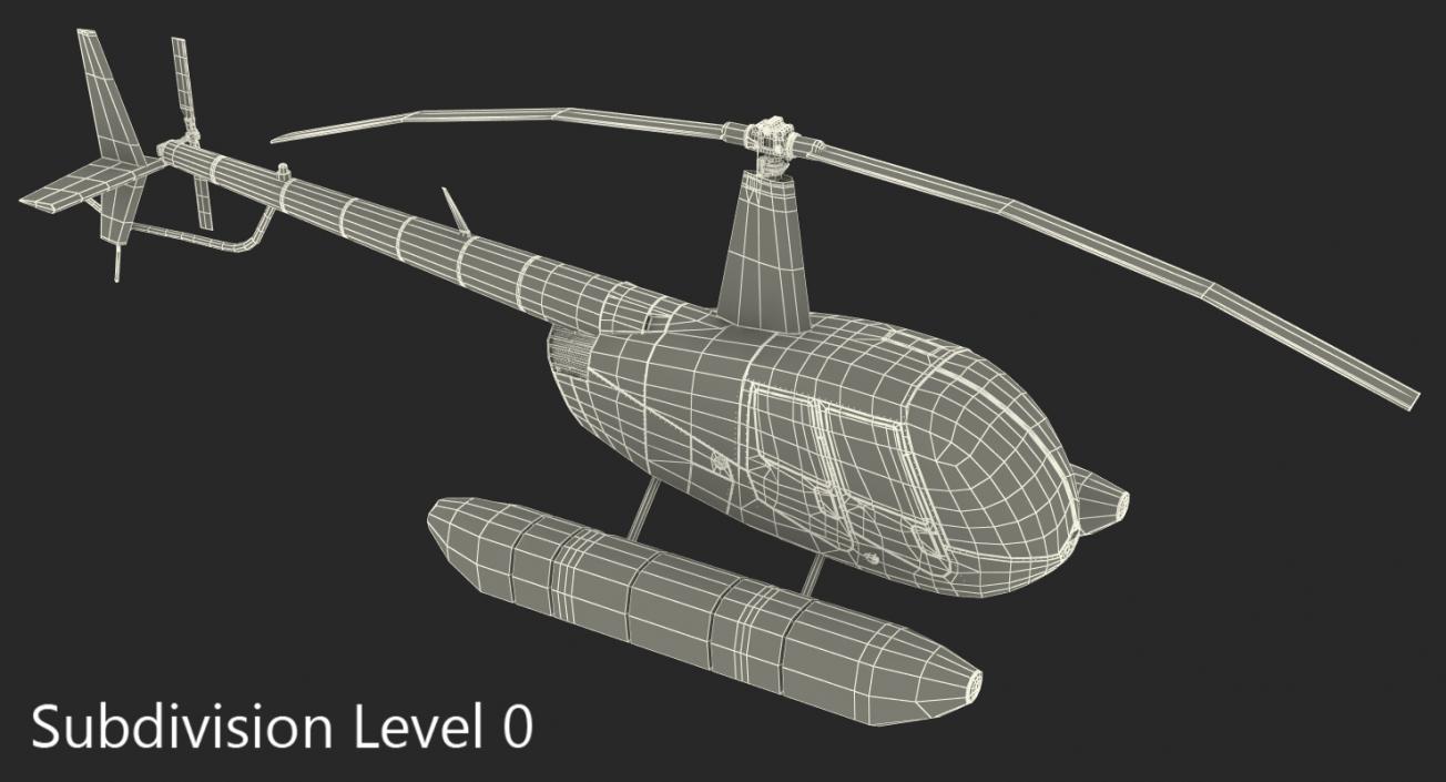 Helicopter Robinson R44 With Floats Rigged 3D