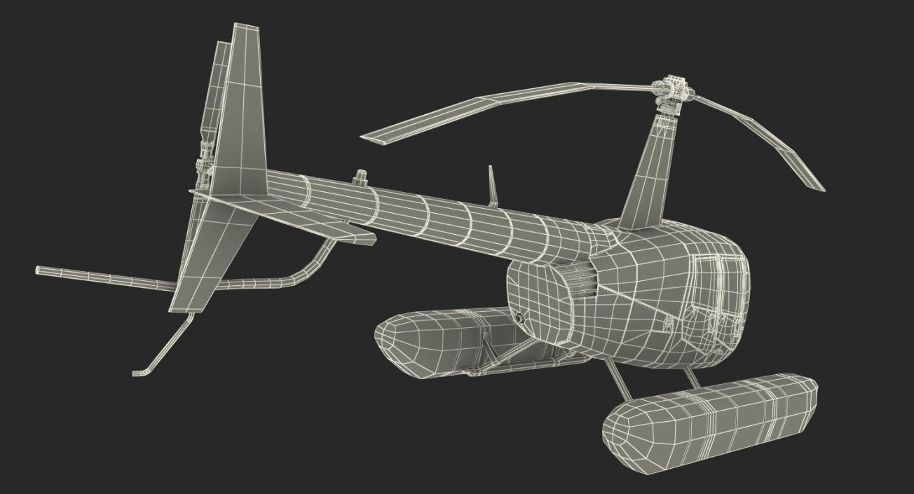 Helicopter Robinson R44 With Floats Rigged 3D