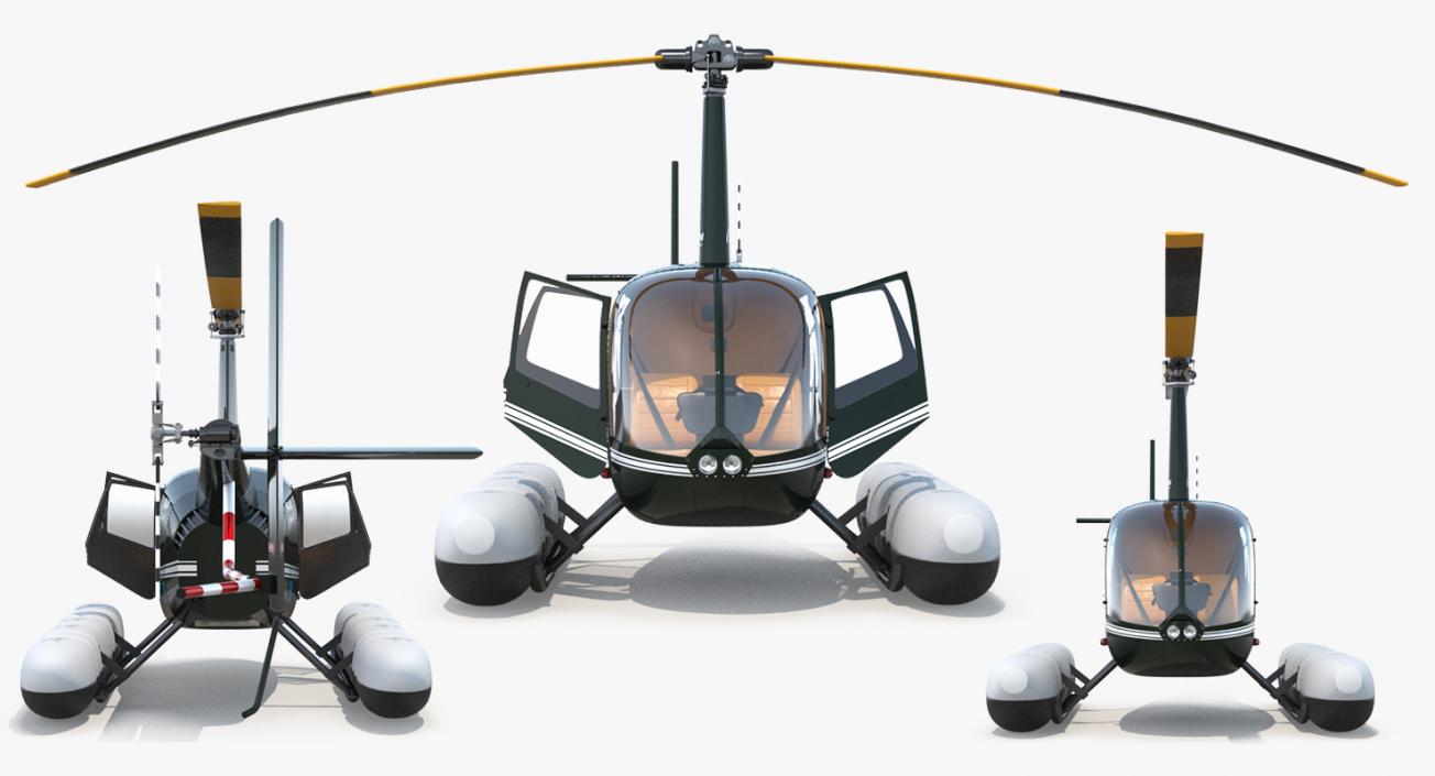 Helicopter Robinson R44 With Floats Rigged 2 3D model