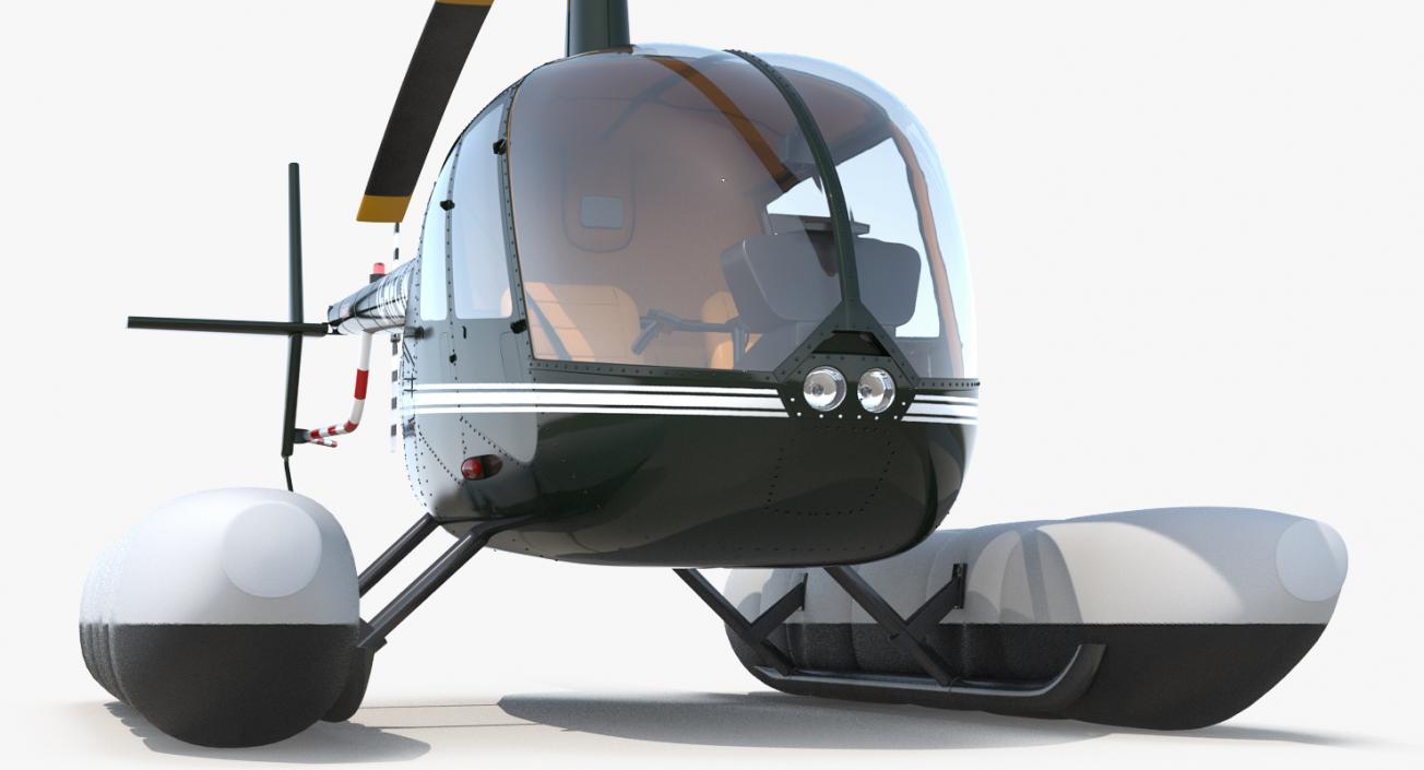 Helicopter Robinson R44 With Floats Rigged 2 3D model