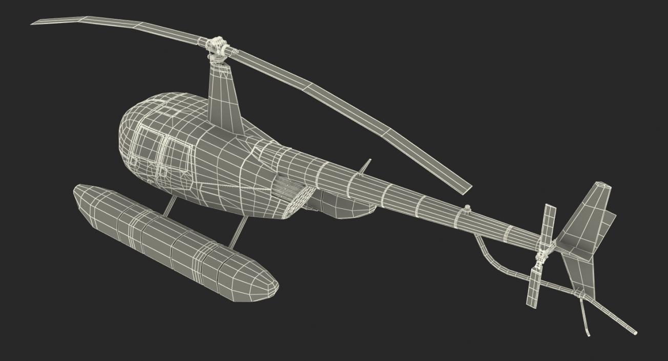 Helicopter Robinson R44 With Floats Rigged 2 3D model