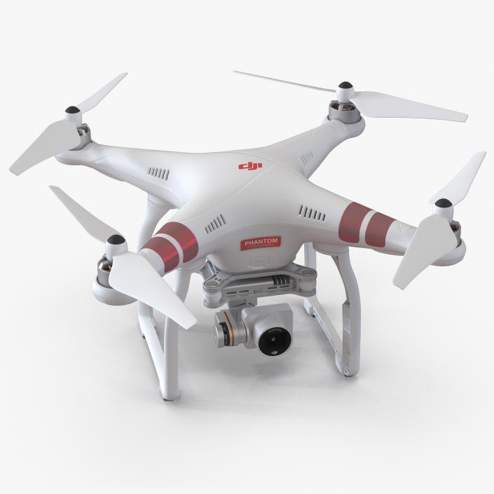 3D DJI Phantom 3 Professional Quadcopter Red