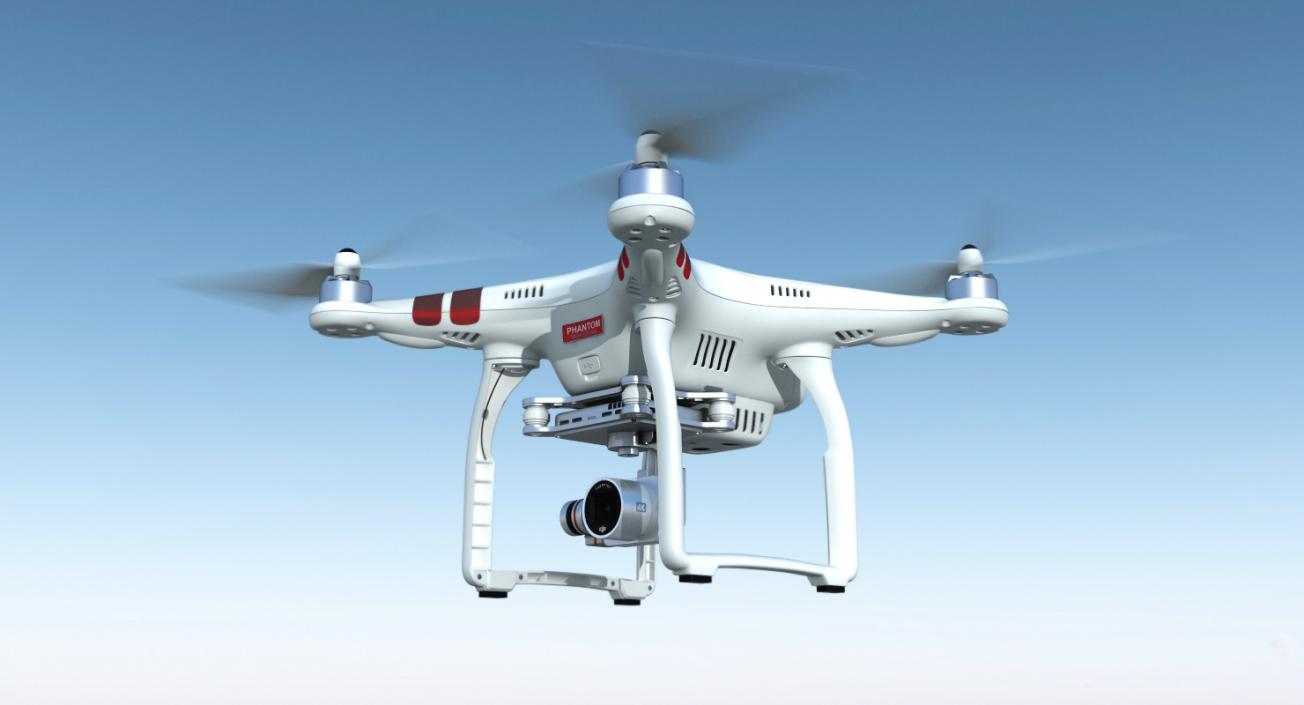 3D DJI Phantom 3 Professional Quadcopter Red