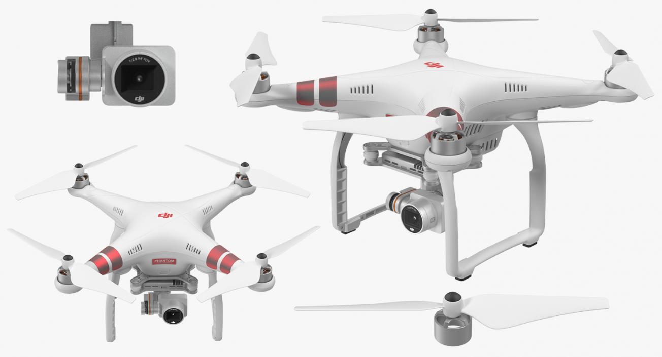 3D DJI Phantom 3 Professional Quadcopter Red