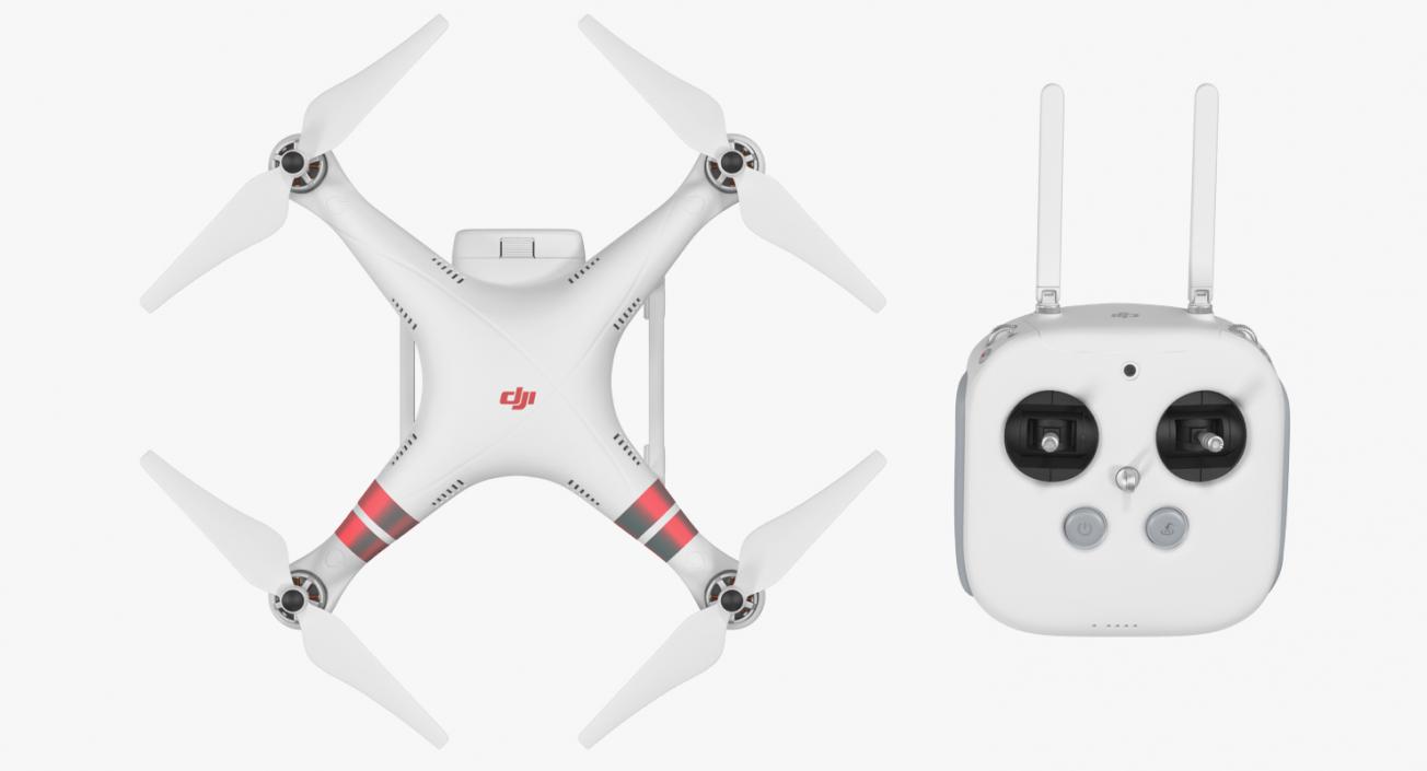 3D DJI Phantom 3 Professional Quadcopter Rigged Red model