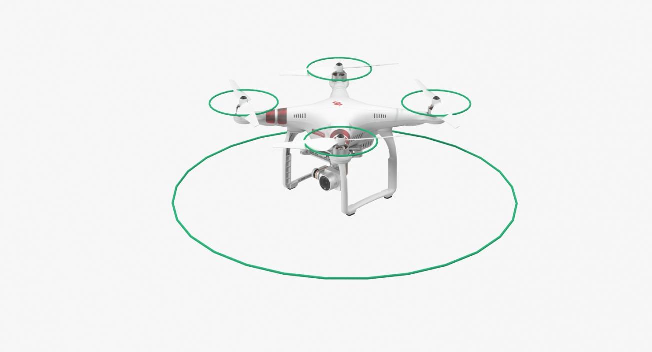 3D model DJI Phantom 3 Professional Quadcopter Rigged Red 2