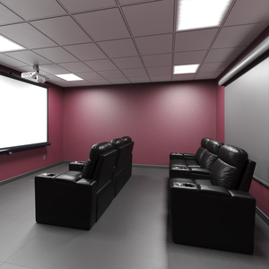 3D Home Theater Interior with Projector and Reclining Seats