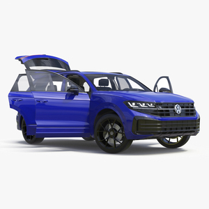 Volkswagen Touareg 2024 Blue Lights On Rigged for Cinema 4D 3D model