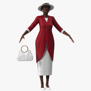 3D model Afro American Elderly Woman Formal Wear Rigged for Modo