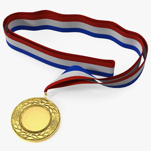 3D Gold Medal with Tricolor Ribbon
