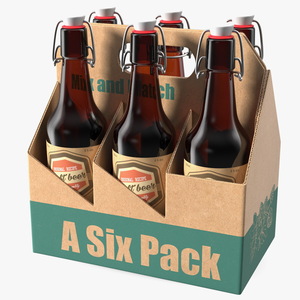 Cardboard Bottle Carrier With Beer 3D model