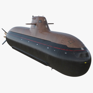 Compact Submarine HDW Class 212A Wet Rigged for Maya 3D