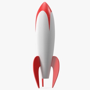 3D Vintage Space Rocket White