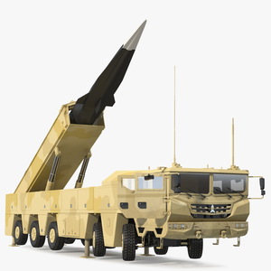 Atomic Missile on Road Mobile Vehicle Rigged 3D model