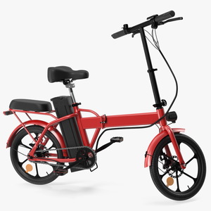 3D Foldable E-Bicycle Red Rigged for Cinema 4D model