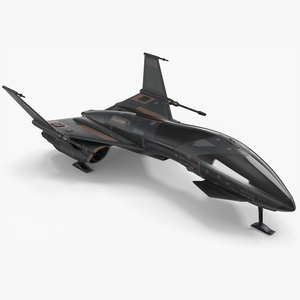 Black Futuristic Fighter Spaceship 3D model