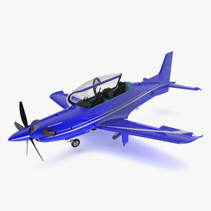 3D Training Aircraft Blue Rigged for Cinema 4D model