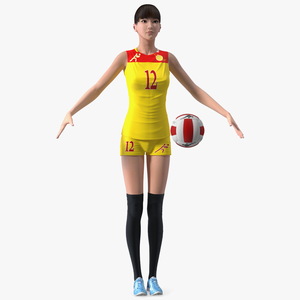 Young Chinese Woman Volleyball Player Rigged 3D model